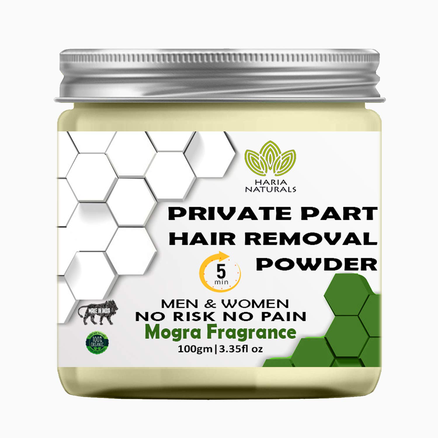 Haria Naturals Hair Removal Powder (Mogra Fragrance) Specially For Private Part (For Easy Hair Removal No Risk No Pain) Men & Women 100 gms-image-36
