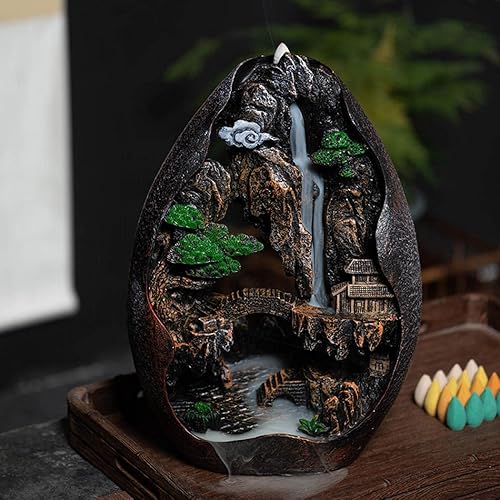 Miniatura 3 de Soporte de incienso de reflujo, quemador de incienso de resina en cascada, soporte para conos de incienso de montaña, adorno de oficina para