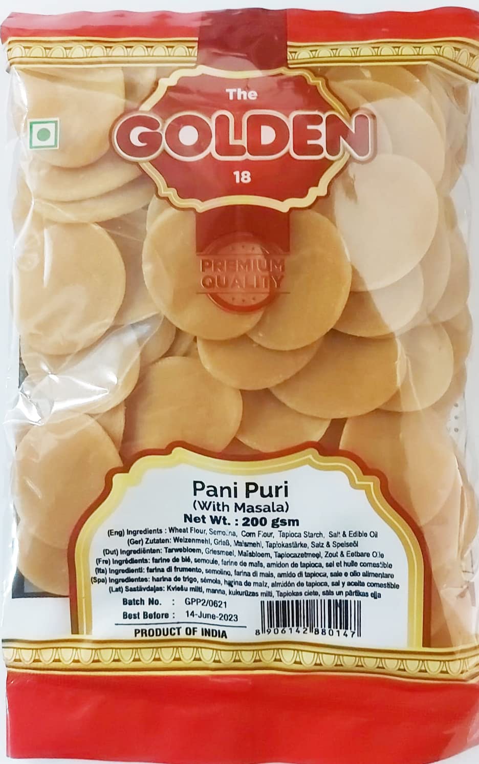 Kajal Pani Puri Golgappa zum Braten mit Masala Fresh Papad, hygienisch und lecker, fertig zum Braten (1 x 200 g)