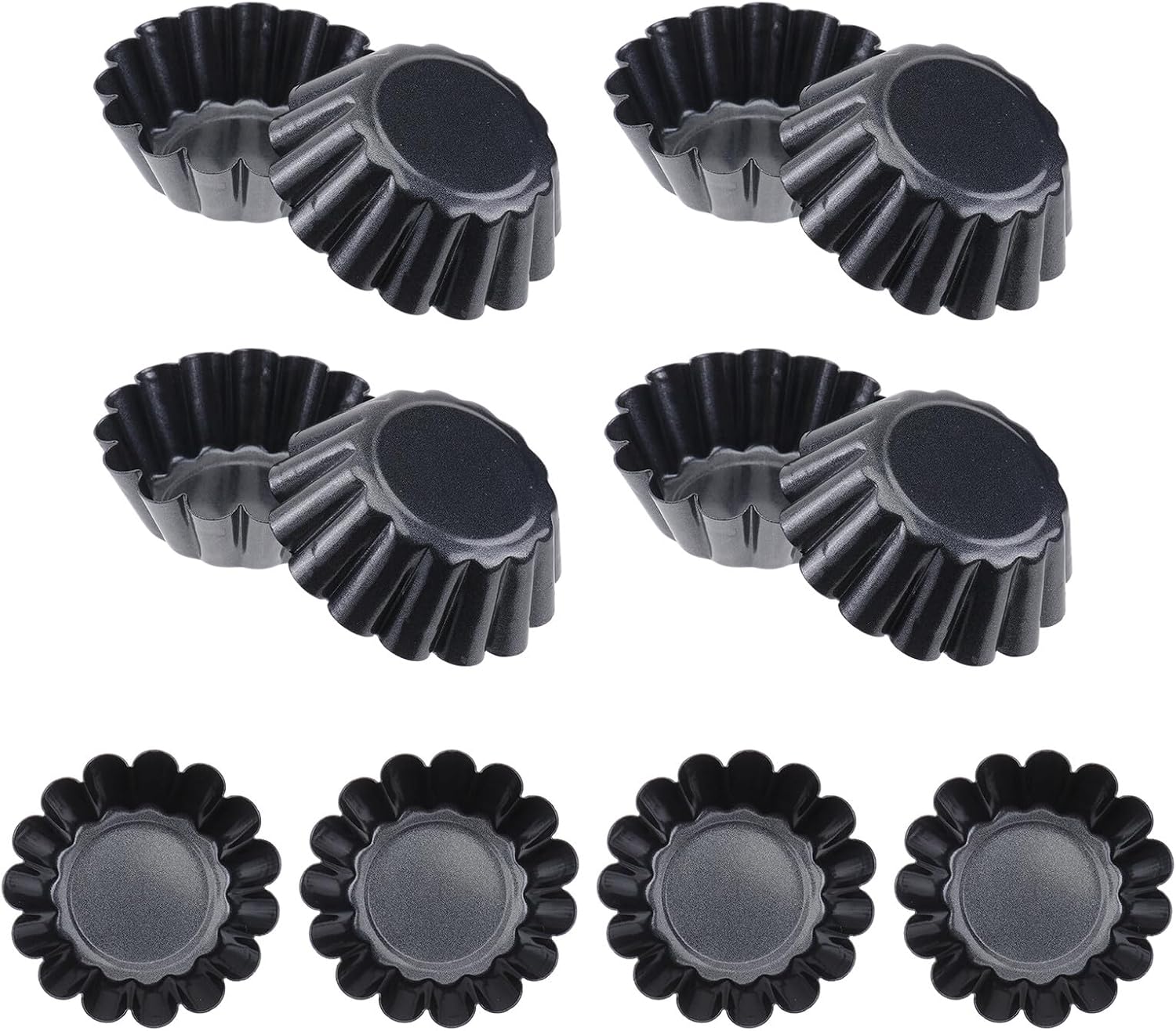 12pcs Non-stick Carbon Steel Flower Tart Pans Mini Baking Mold for Egg Tarts Cupcakes Muffins DIY Dessert Baking Tool