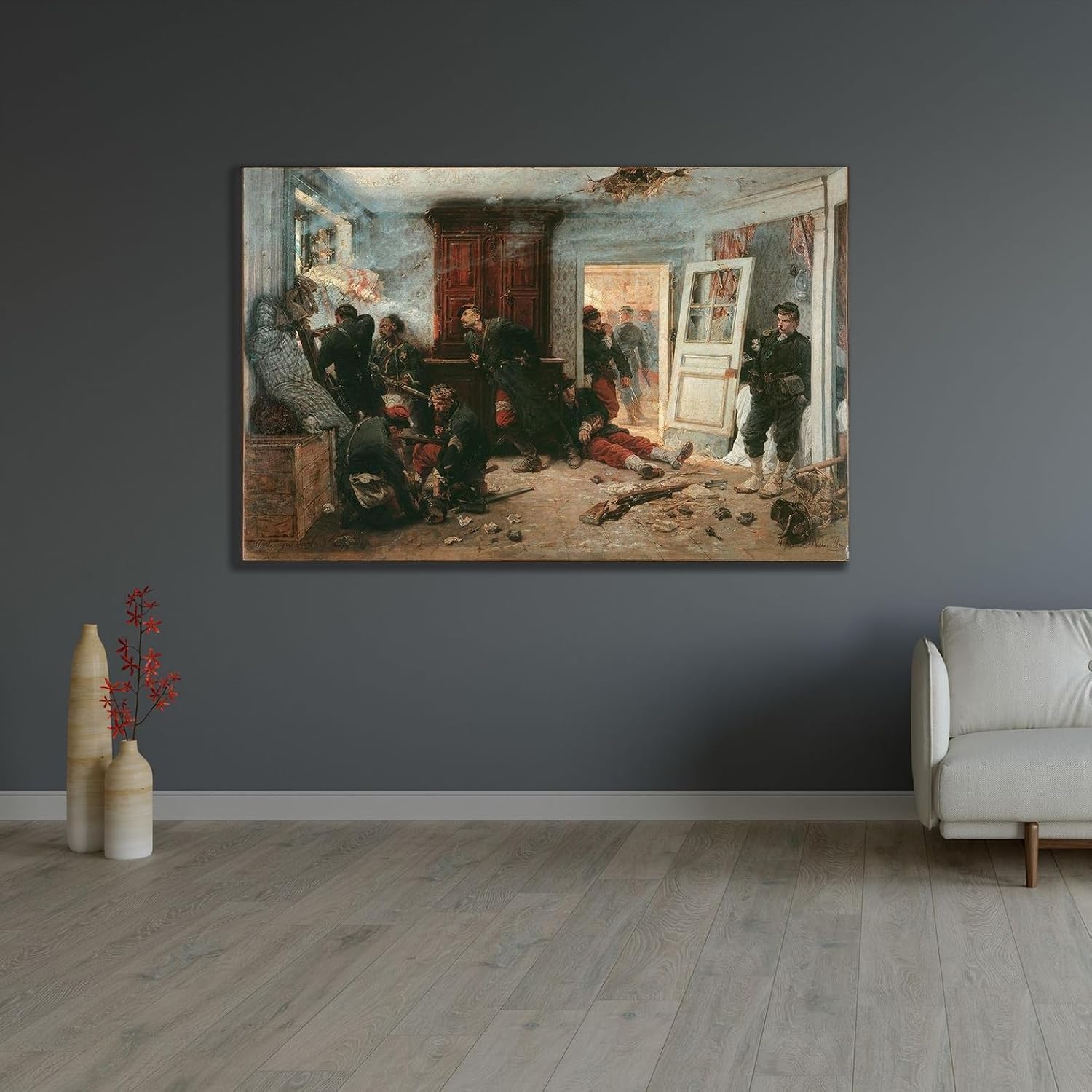 ArtDirect The Last Cartridges Custom Framed Art Print Giclee Print or Canvas Options with Various Sizes and Customization by de Neuville, Alphonse-Marie-Adolphe