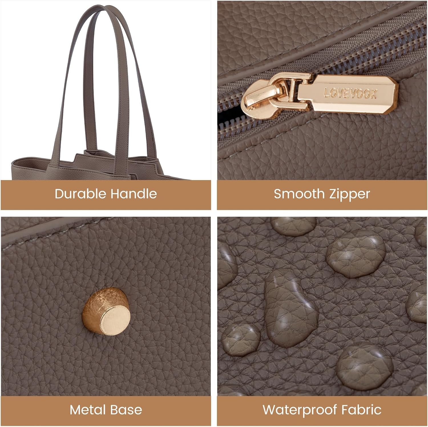 LOVEVOOK Laptop Tote for Women - 15.6 Inch Faux Leather Laptop Bag with Clutch, Large Capacity Office Purse Computer - Image 5