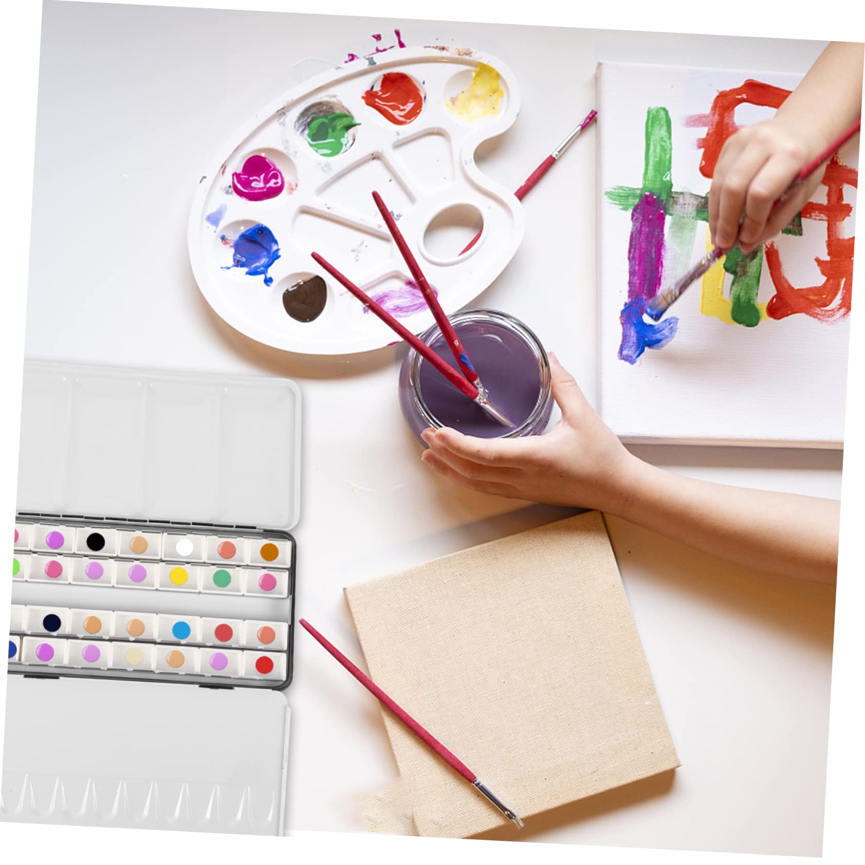PLAFOPE Boîte Vide pour Aquarelle Récipient à Pigments Métal Pots De Peinture Vides pour Coffret De Peinture