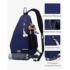 WATERFLY Sling Bag Crossbody Backpack: Over Shoulder Daypack Casual Cross Chest Side Pack (Large, Blue)