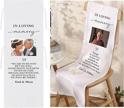Personalized Memorial Wedding Chair Sign Banner Custom Photo & Text In Loving Memory Reserved Seat Banner, Save a Seat for Loved Ones in Heaven, Reserved Decorations
