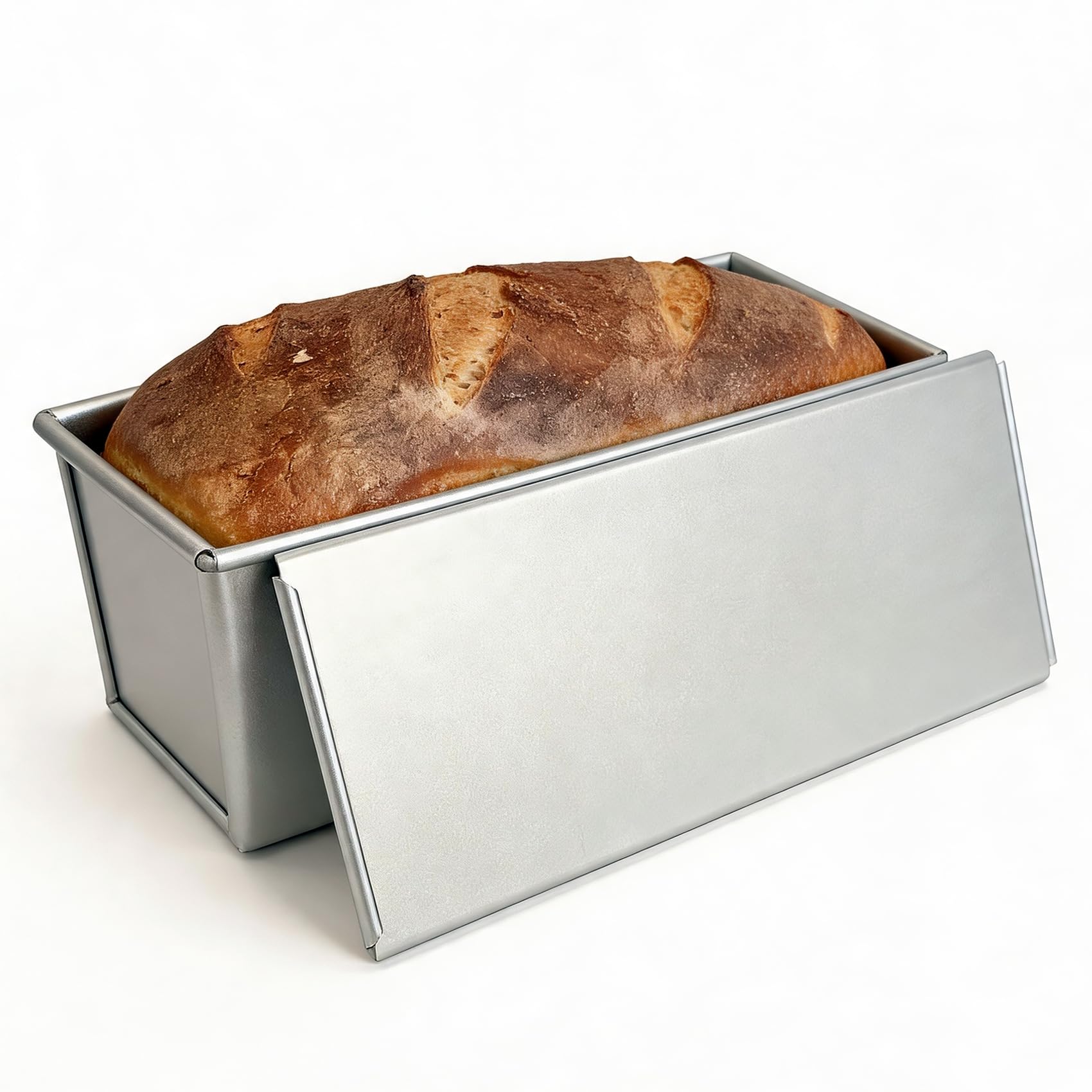 Pullman Loaf Pan with Lid 13x4 Uncoated Aluminized Steel for Sandwich Bread