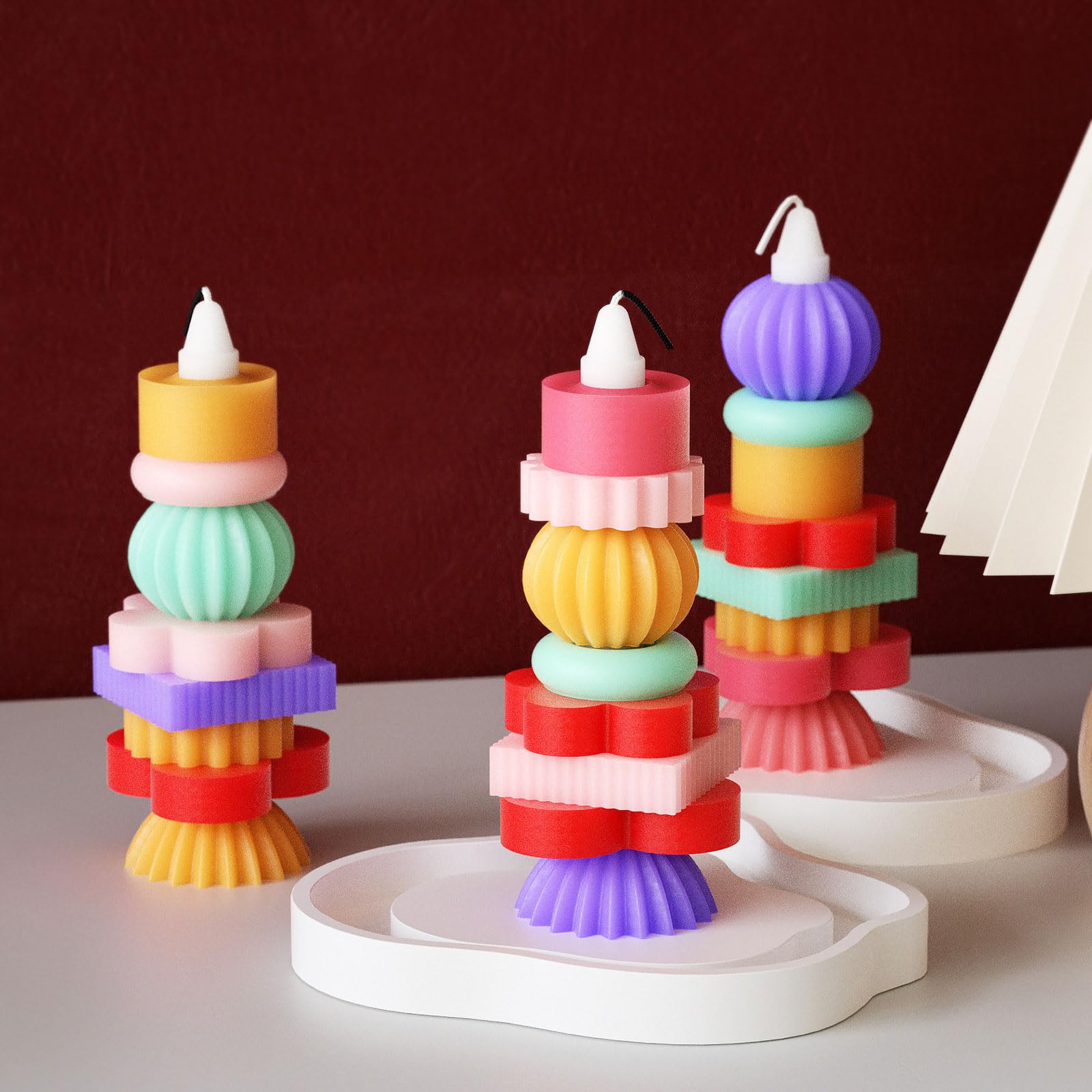 10 stampi in silicone impilabili per colonne in resina epossidica per sapone, fondente, torte, cioccolato, strumenti di cottura in silicone