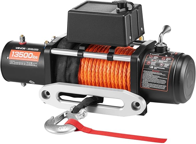 VEVOR Cabrestante Eléctrico 13500 lb 12V DC 3/8 in x 80 ft Cuerda Sintética Control Remoto miniatura 12