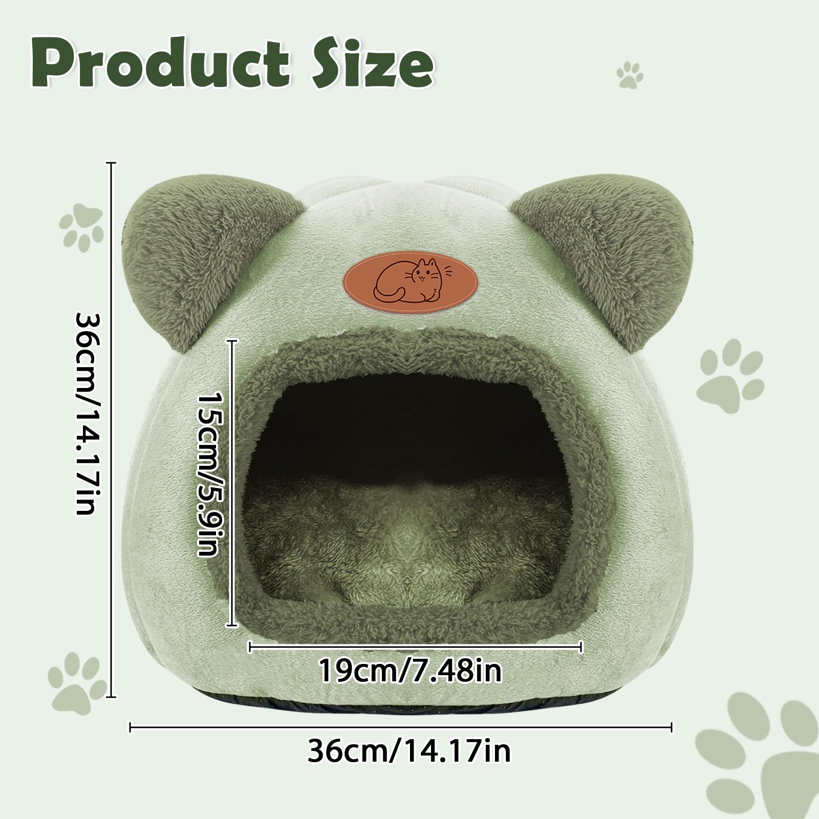 TUAKIMCE Cat Bed for Indoor Cats Cat Cave Kitten Bed Igloo, Kitten Tent House with Removable Washable Pillow Cushion - Image 2