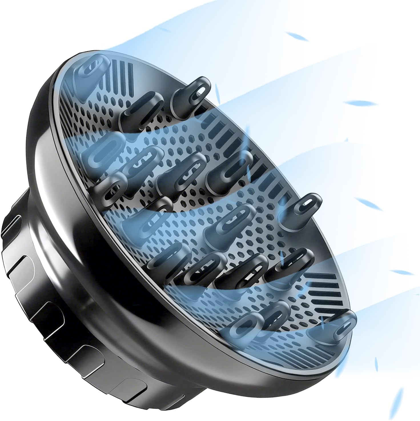 Universal Hair Diffuser for 1.4"-3.1" Blow Dryers, Diffuser Hair Dryer Attachment, Professional Hair Diffuser for Curly Wavy Long Thick Hair, Reduces Frizz & Defines Curls, Home/Travel Use, Black