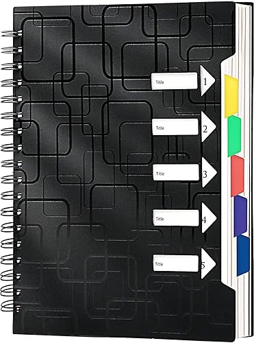 Miniatura 8 de CAGIE Cuaderno de 5 materias con rayas universitarias de 8.5 x 11 pulgadas, 240 páginas, cuaderno en espiral con pestañas divisorias, cuadernos A4