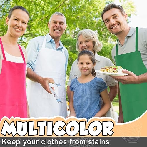 Miniatura 6 de Handepo Paquete de 36 delantales de algodón unisex a granel con bolsillos, lisos, lavables, para cocina, restaurante, barbacoa, pintura,