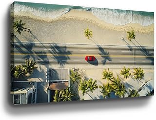 Miami Beach Overlook Canvas Wall Art Framed Miami Painting Florida Tropical Landscape Wall Art