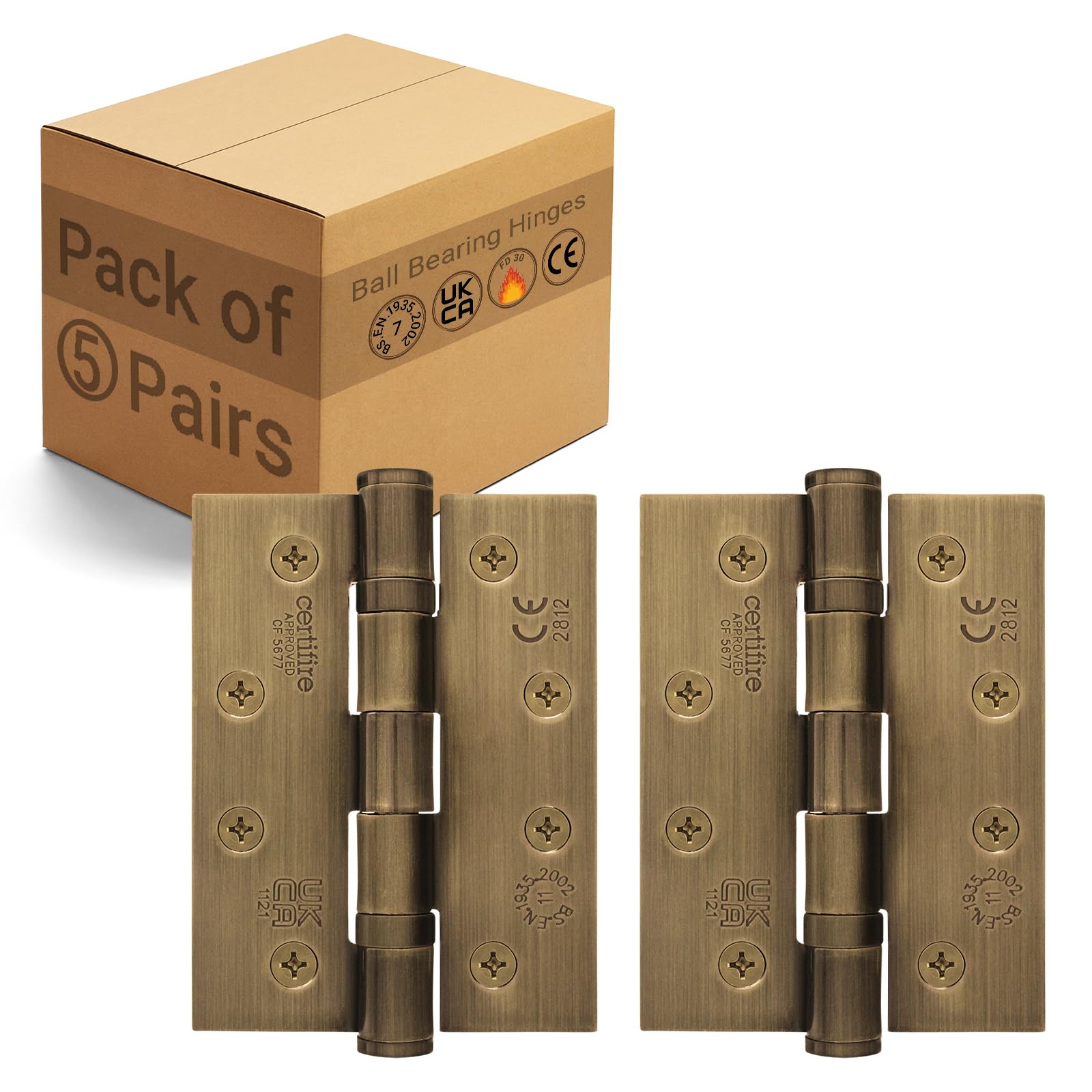 Eai Florentine Bronze Bronze Door Hinges | 4 Inch / 102Mm Internal Fire Door Hinges | 5 Pairs