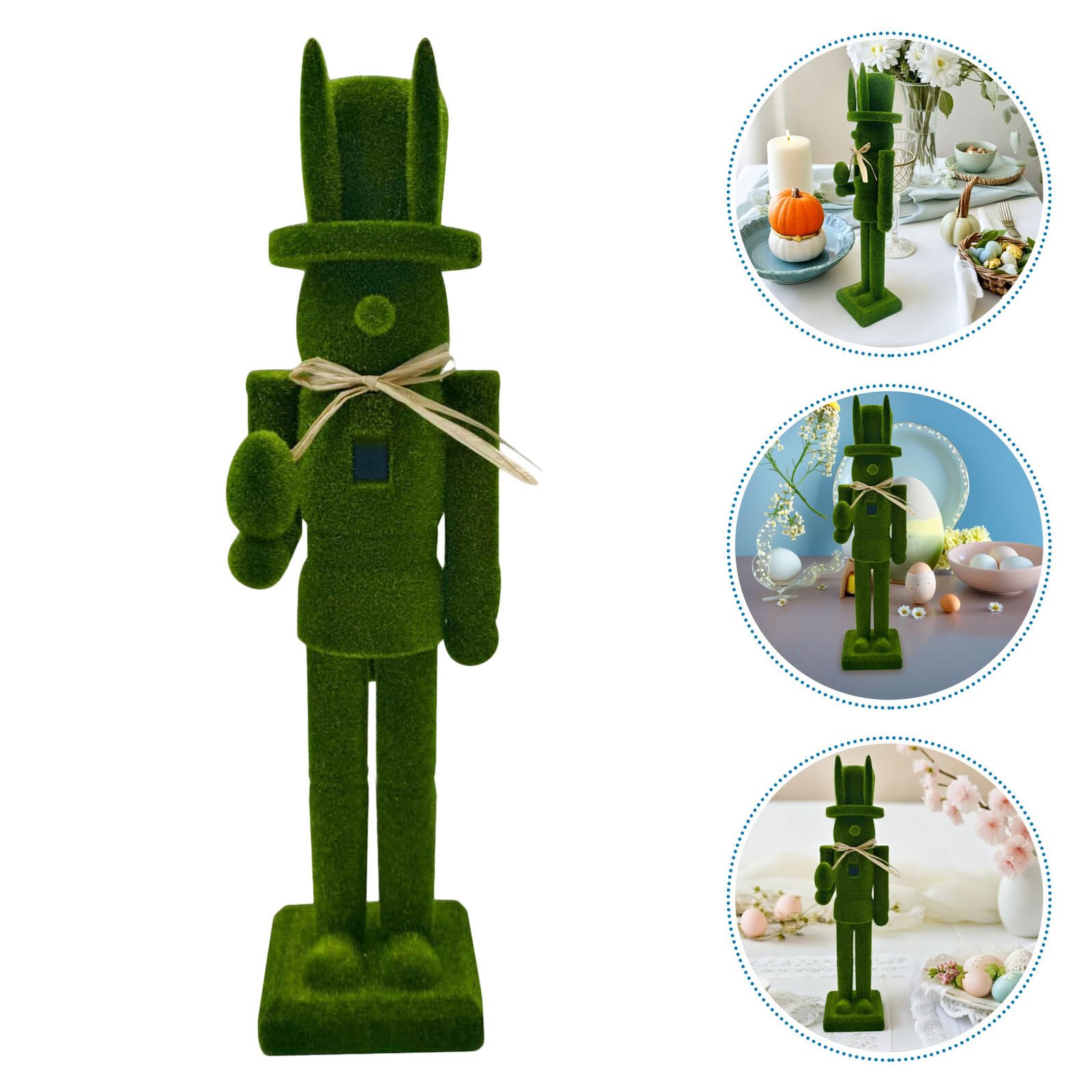 DOITOOL Osterhase Nussknacker Figur 38,5cm Holz mit Beflockung Traditionelle Nussknacker Tischdeko für Drinnen und Draußen