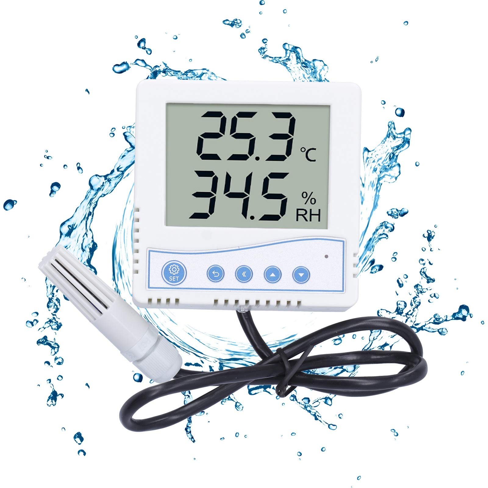 ViaGasaFamido Temperatur-Feuchtigkeitssender mit LCD Hörbarer Alarm