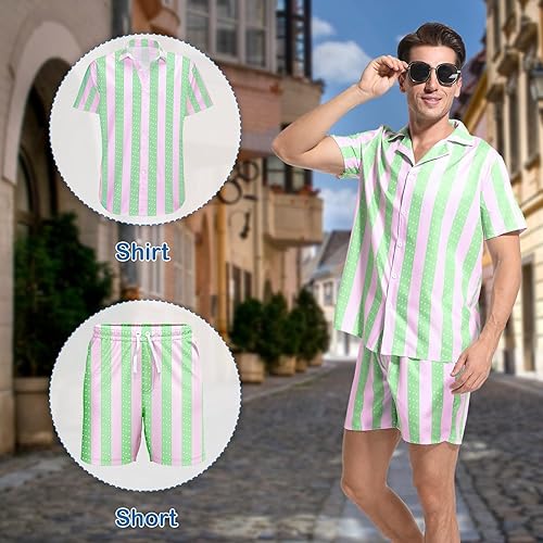 Miniatura 4 de Disfraz de hombre para adultos, trajes de playa, camisa, pantalones cortos, disfraz de muñeca para fiesta de Halloween