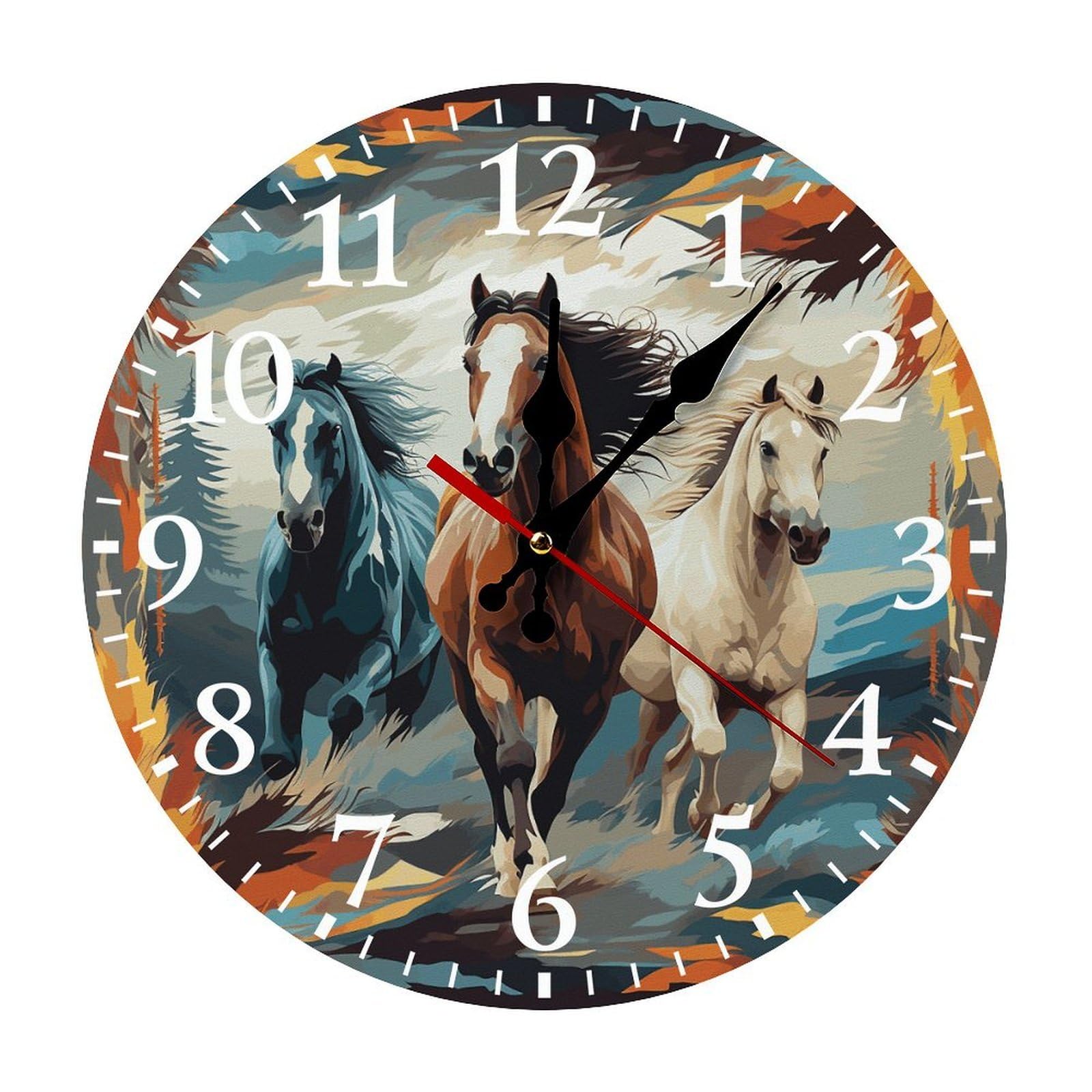 Horloge murale chevaux cadeau idéal pour maison et bureau