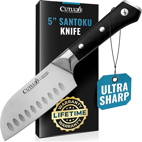 Cutluxe Santoku Knife – 5" Chopping Knife, Meat and Vegetable