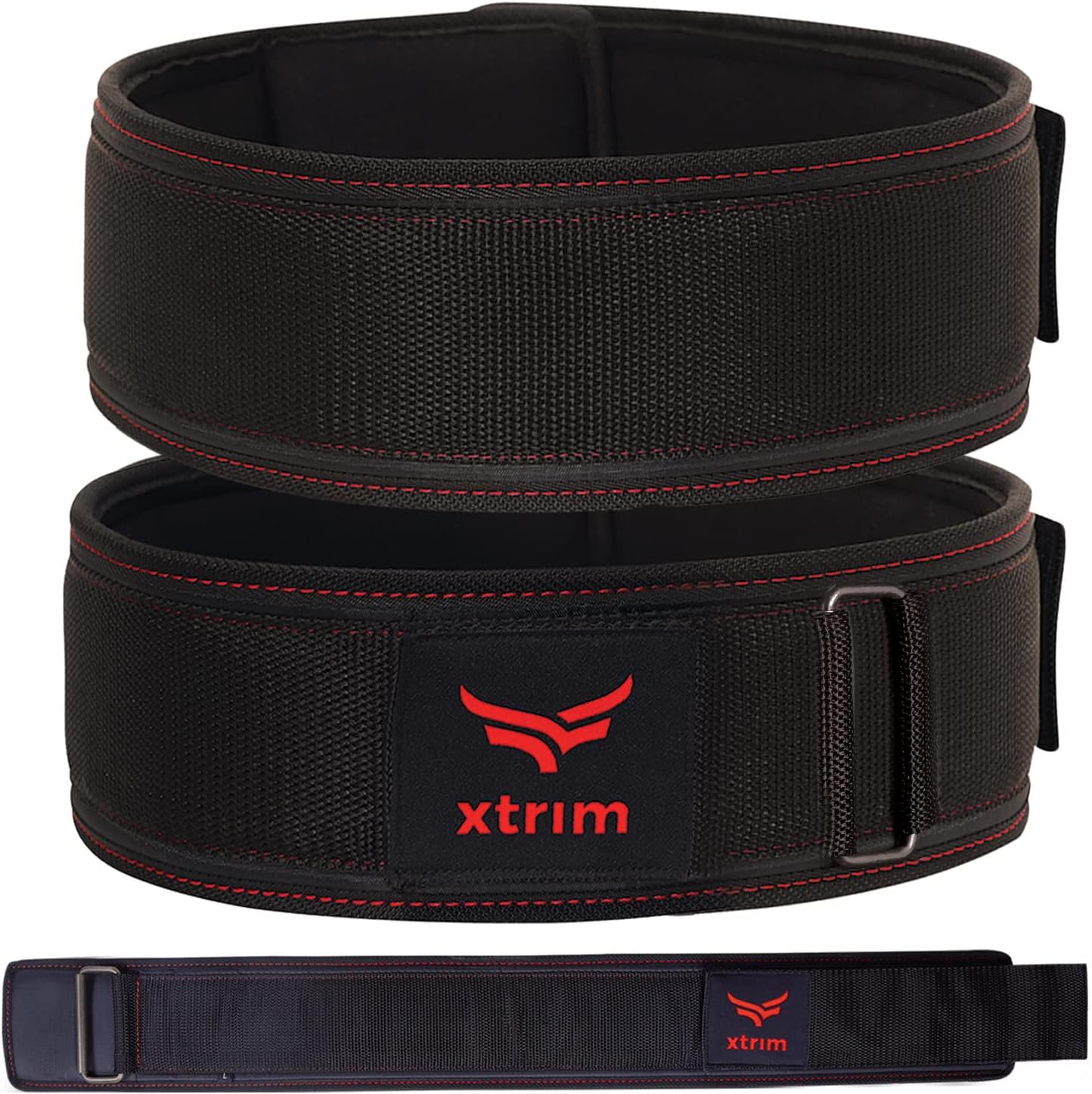 4 Inches Unisex Weightlifting Gym Belt with PU-Foam Padded Comfort For Fitness Workout, Moisture Wicking Lining, Washable Fabric, Hook & Loop Closure (Black, Small)