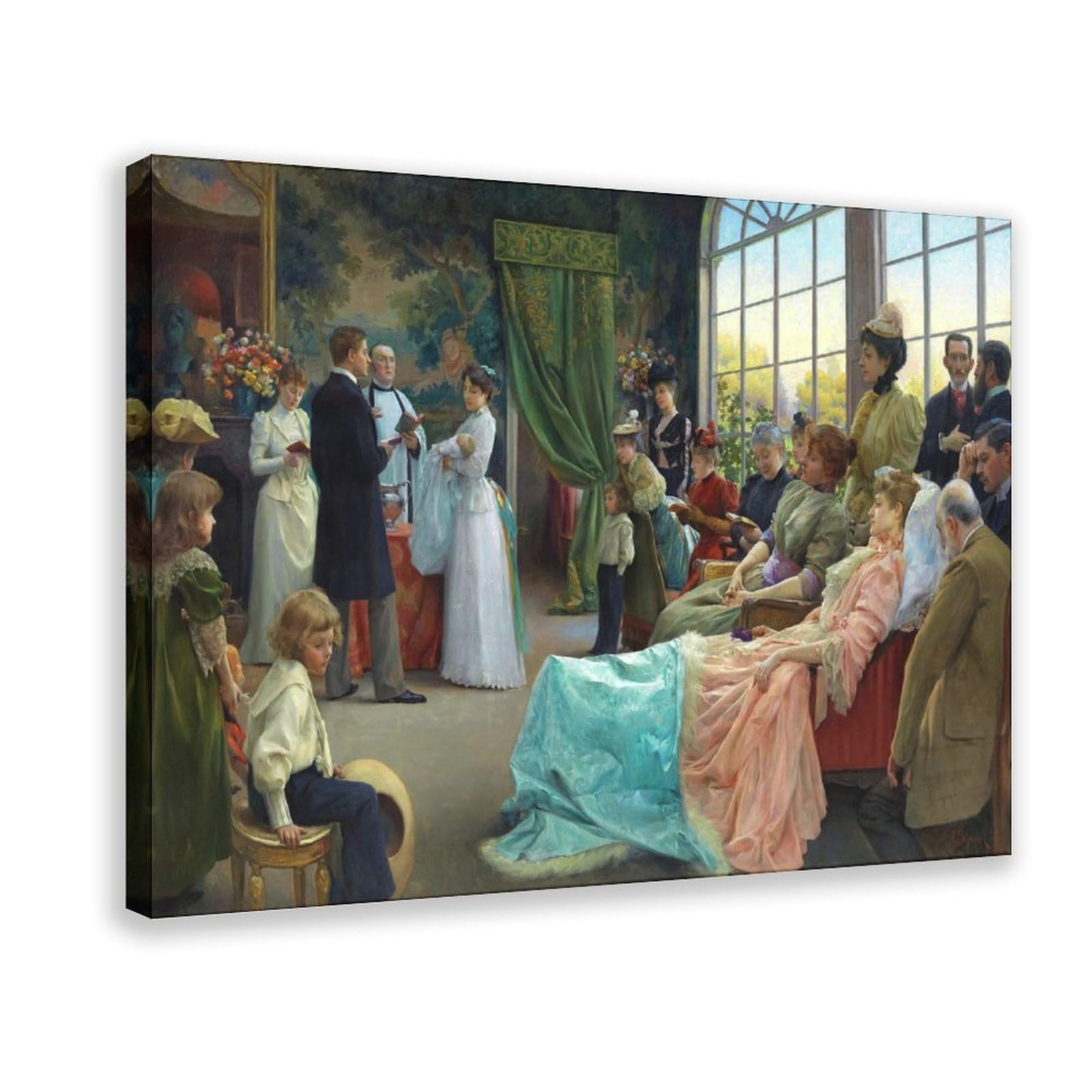 DFJyjFGJJ Julius LeBlanc Stewart,The Baptism, Circa 1892 Canvas Poster And Wall Art Picture Print Modern Family Bedroom Decor 24" L X 36" W