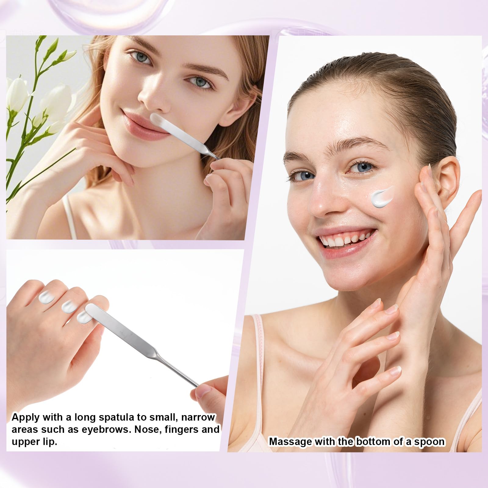 4PCS Stainless Steel Makeup Spatula Mini Metal Cosmetic Spatula Korean Skincare Spatula Multi-functional Beauty Spatula Tiny Facial Spatula Beauty Accessories for Personal Care Makeup Cosmetics Tools 3