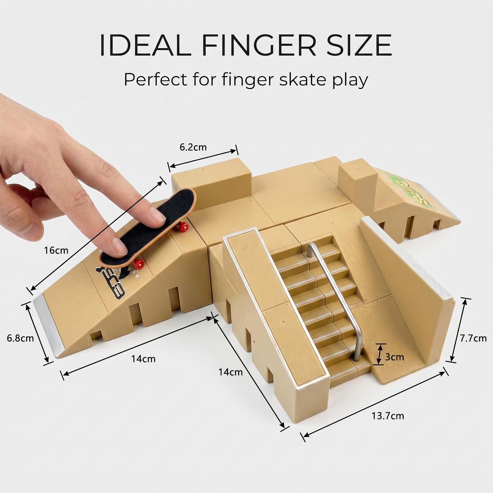 Finger Skateboard Rampe Zubehör Set 5-in-1 mit Fingerskateboard | DIY Montage, Fingerboard Skatepark, Fingersportarten, Kindergeburtstag Mitgebsel, für Kinder