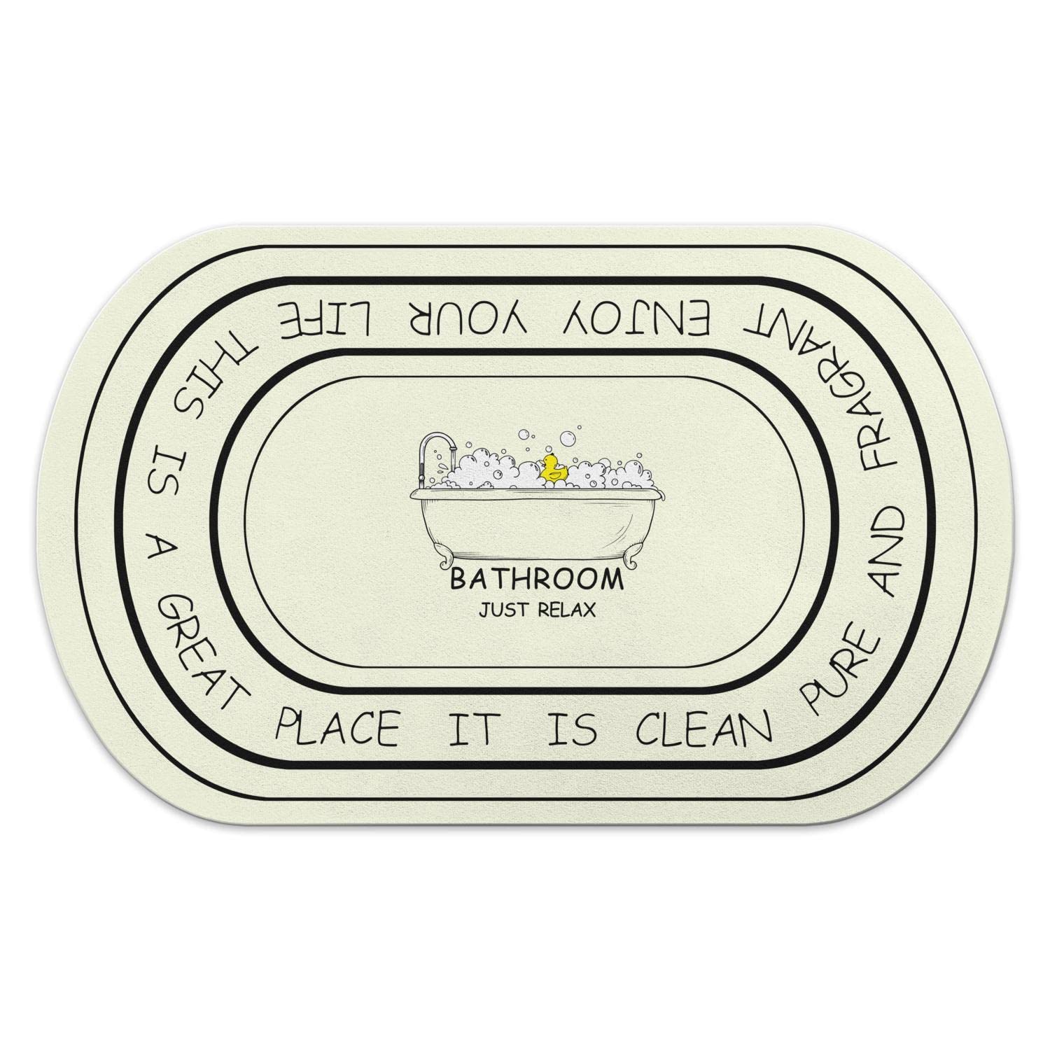 Just Relax Bath Rugs 17 "x27.6" Oval Bathroom Mat Super Absorbent Quick Dry Rubber Backed Dirt Resistant Bathtub Duck Bath Mats for Bathroom Non-Slip Doormats Bathroom Rug for Shower Sink Bathtub