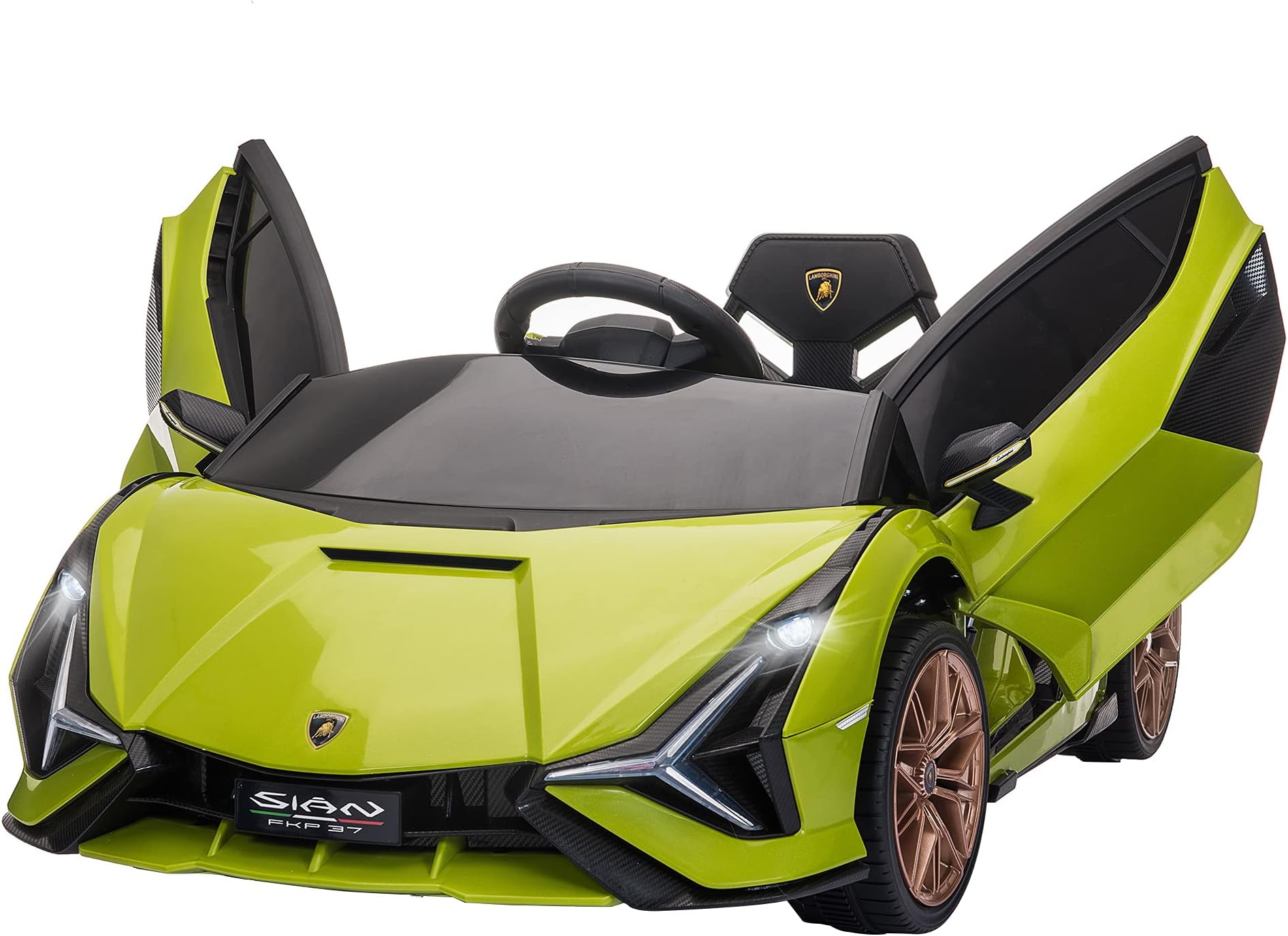 HOMCOM Lamborghini Sian Licensed 12V Electric Car for Kids 2 Motors Toy Car with Remote Control Music Lights MP3 for 3-5 Years Green