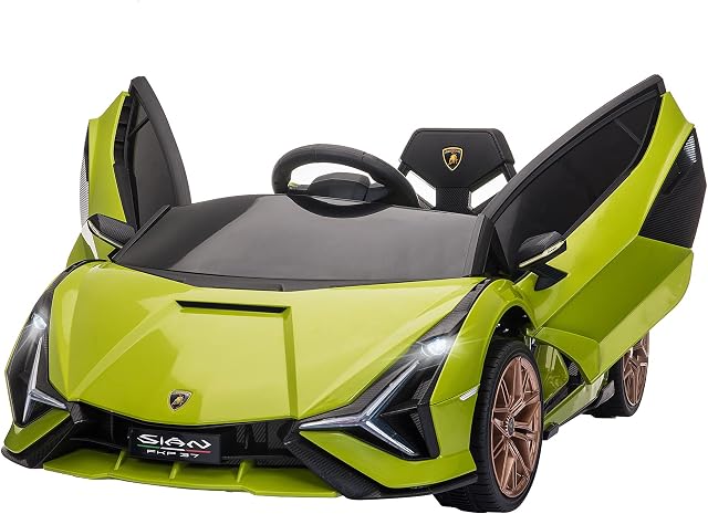 HOMCOM 12V Kids Electric Ride On Car 2 Motors Licensed Toy Car with Remote Control Music Lights MP3 for 3-5 Years Green