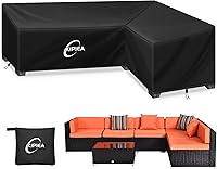 Vista 24 de Kipiea Funda para sofá modular en forma de V para patio, tela Oxford resistente 420D, funda modular para exteriores con 6 hebillas a prueba