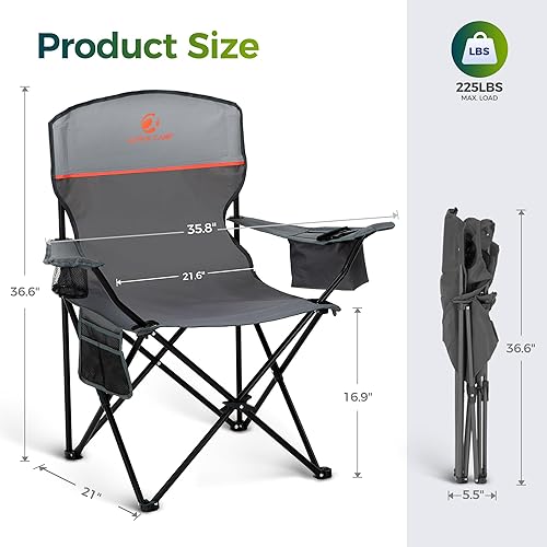 Miniatura 3 de ALPHA CAMP Sillas de camping plegables para adultos, sillas de césped para exteriores, sillas de campamento portátiles de 250 libras, con portavasos