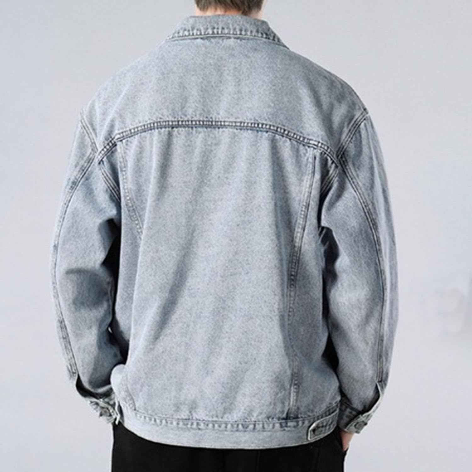 Maiyifu-GJ Spring Fall Denim Jackets for Men Casual Slim Fit Button Jean Trucker Jacket Vintage Distressed Motorcycle Coats