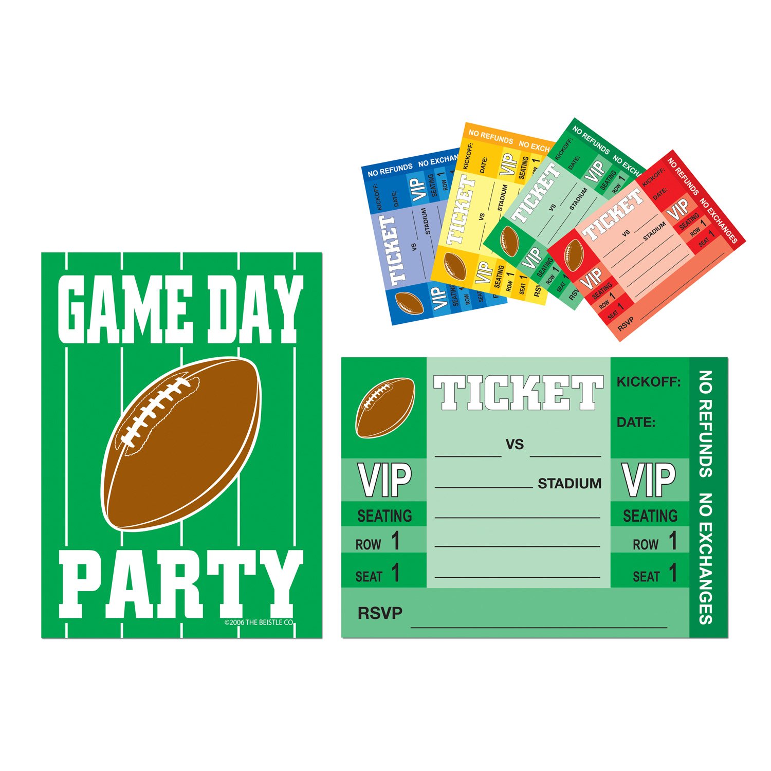 Beistle Jour de Jeu de Football Invitations 4 in. X 5 ½ en. (8/Pkg) Pkg/12