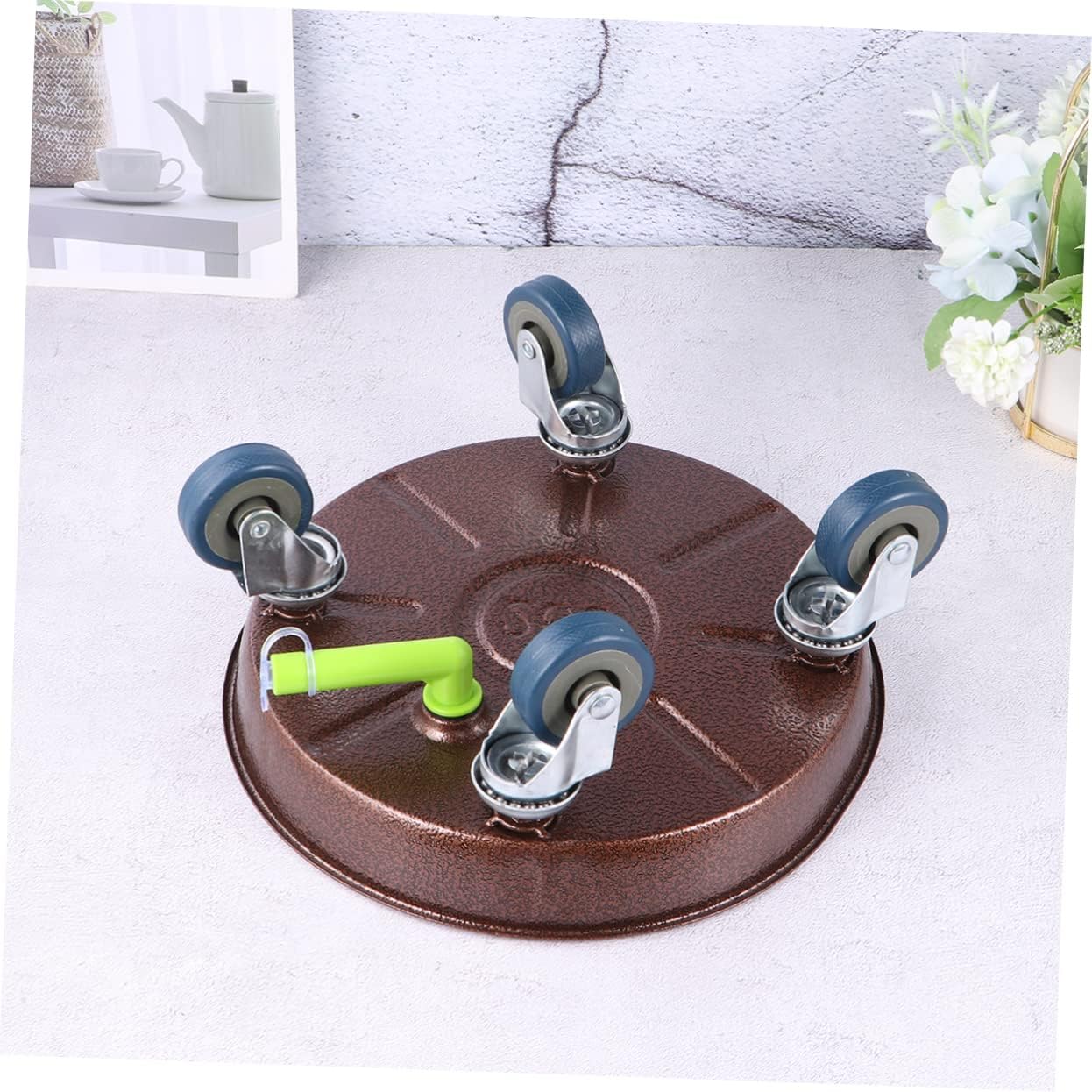 Iron Wheel Metal Flower Pot Rack Wheels Thickened Round Design for Use Iron Construction Bronze Finish Diameter Heavy Duty Planter Support