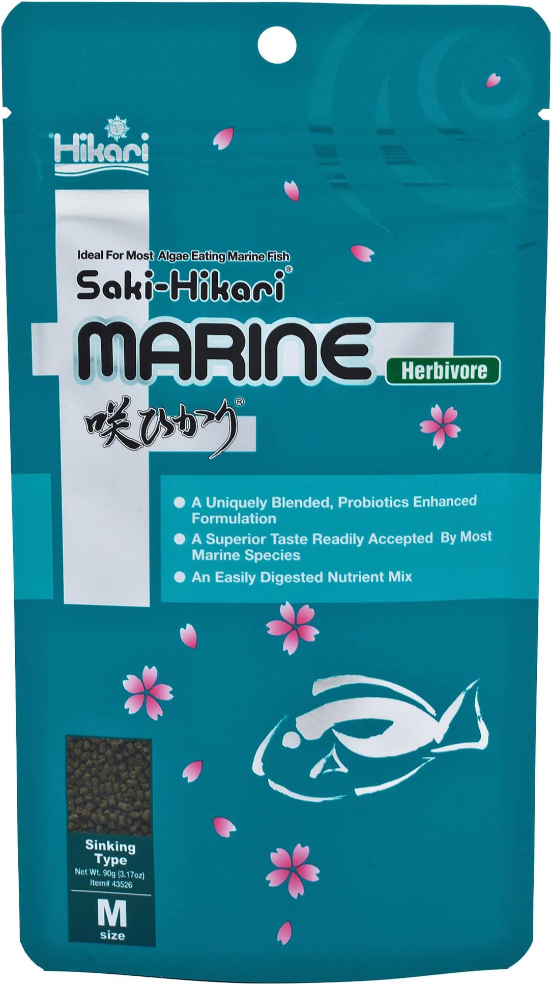 042221 Marine Herbivore Medium Sinking Pellets Marine Fish Food, One Size