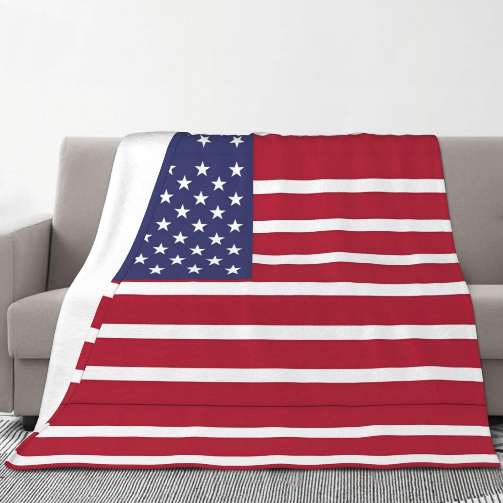 Couverture drapeau américain plaid lit flanelle légère jeté de canapé salon 178x203