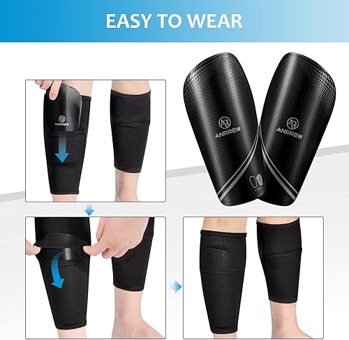 Miniatura 5 de Espinilleras de fútbol con mangas. Para niños, jóvenes y adultos, espinilleras superligeras, equipo protector de fútbol