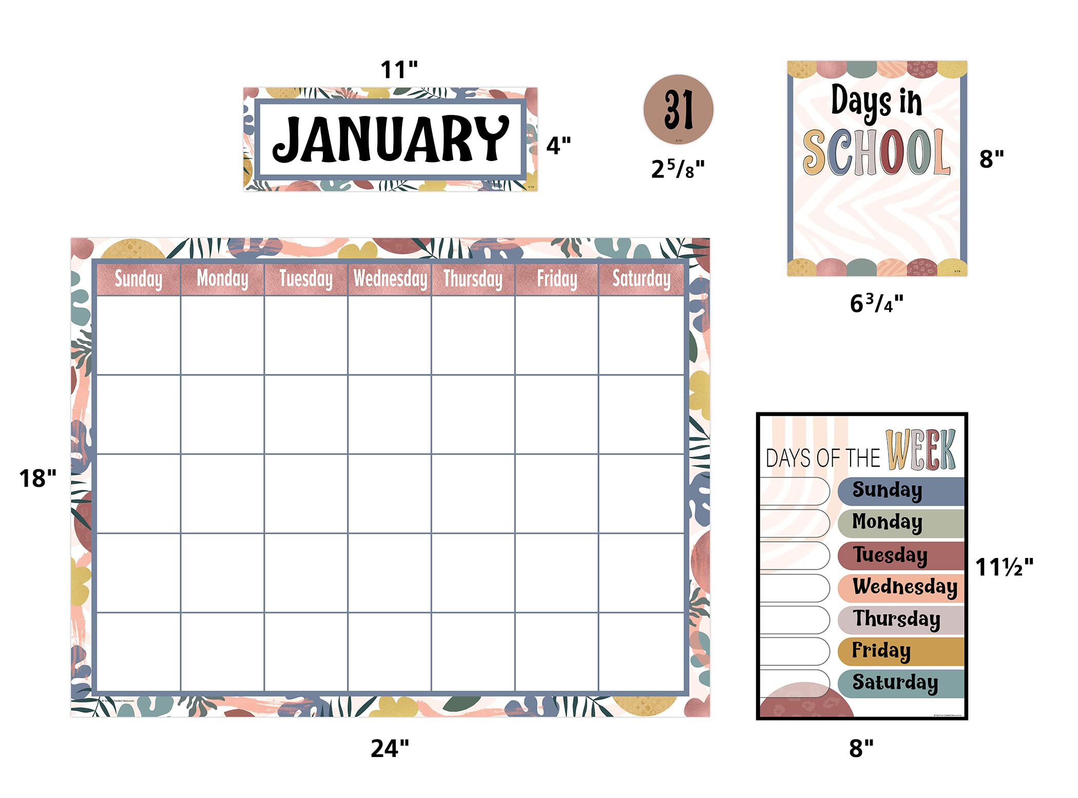 Teacher Created Resources Tableau d'affichage Calendrier Wonderfully Wild