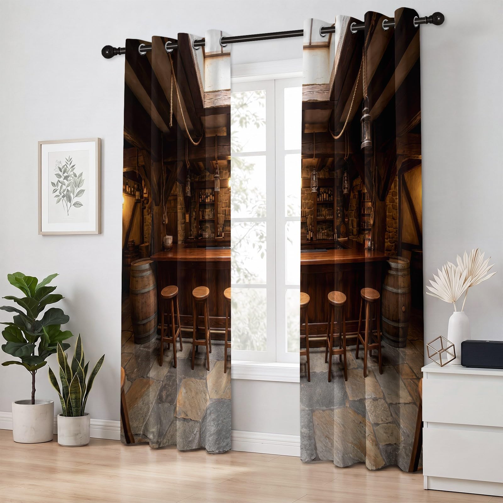 Przemysłowe rustykalne drewniane tawerny zaciemniające szer. 132 cm x dł