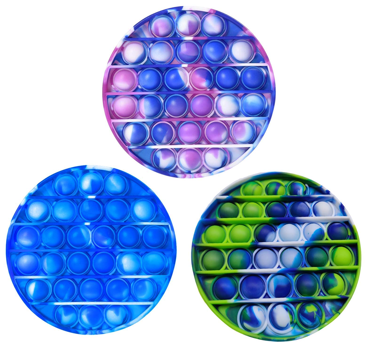 ZNNCO 3PCS Silicone Tie dye Push pop Bubble Fidget Toy Autism Special | amzdealz