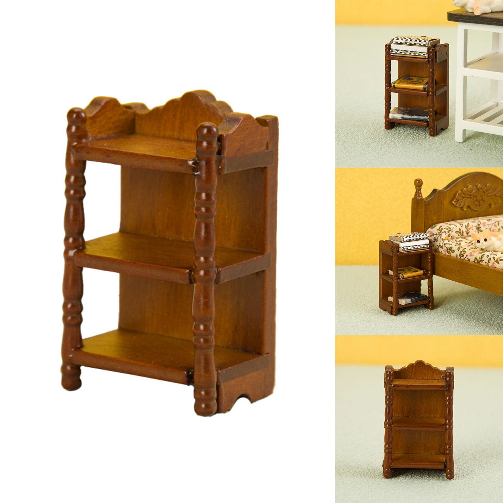 Qsvbeeqj 1:12 Wood Nightstand Simulation Living Room Bedside Table Bedside Table Kid Furniture