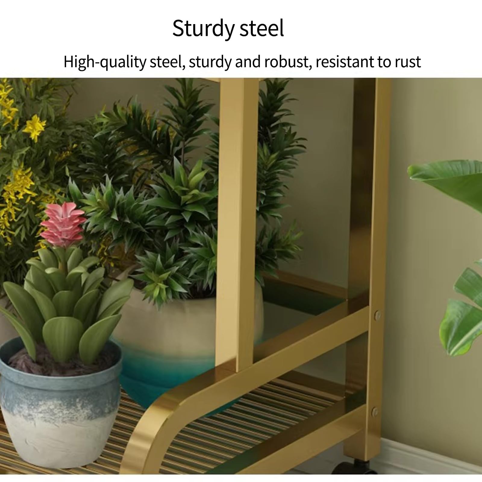 Étagère à Plantes à Plusieurs Niveaux en Fer forgé Blanc - Support pour Pots résistant pour l'intérieur et l'extérieur, idéal pour Les Jardins, Les balcons et Les Salons - 80 x 40 x 102 cm,