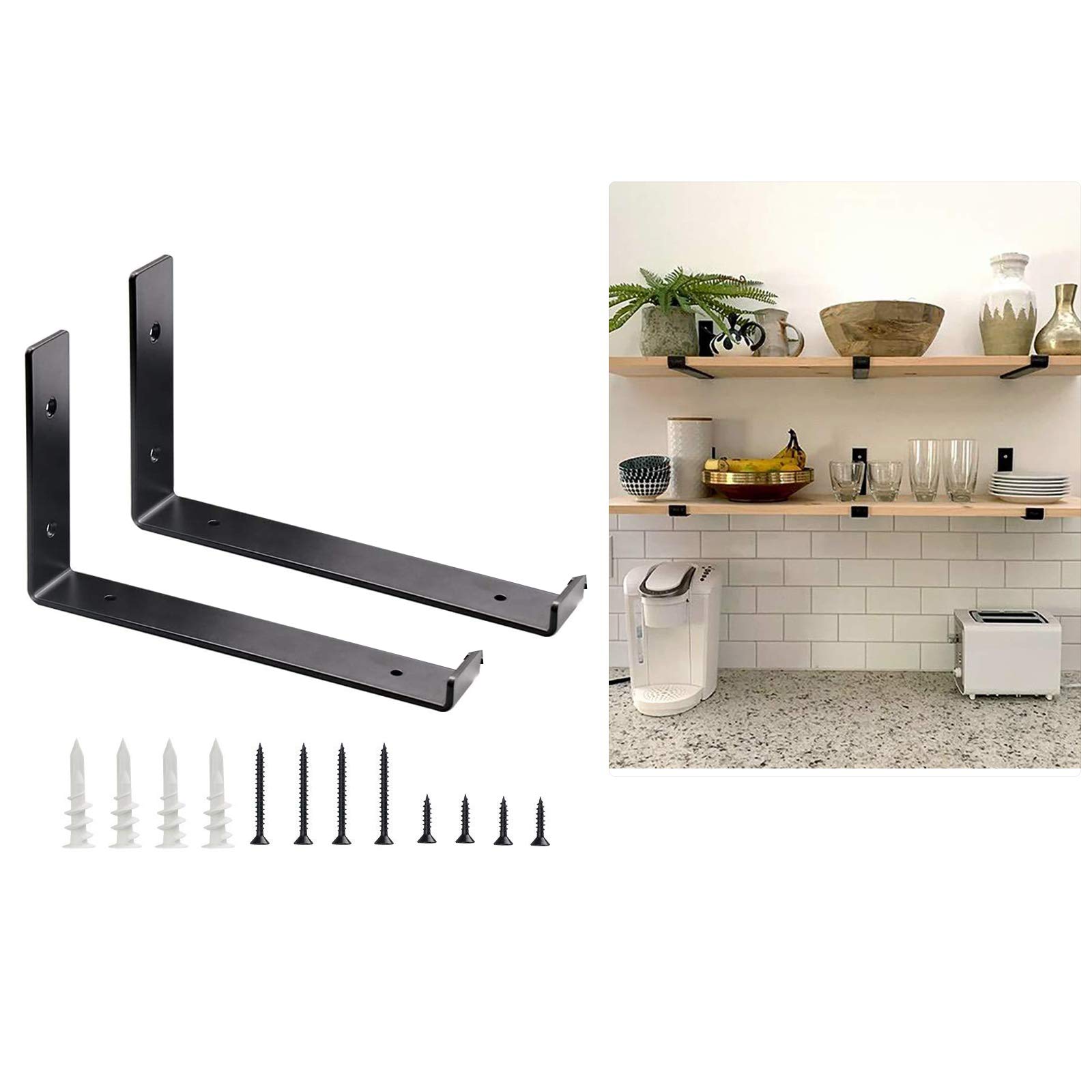 Equerre etagere murale haut de gamme en fer de 30cm | Support robuste angle droit