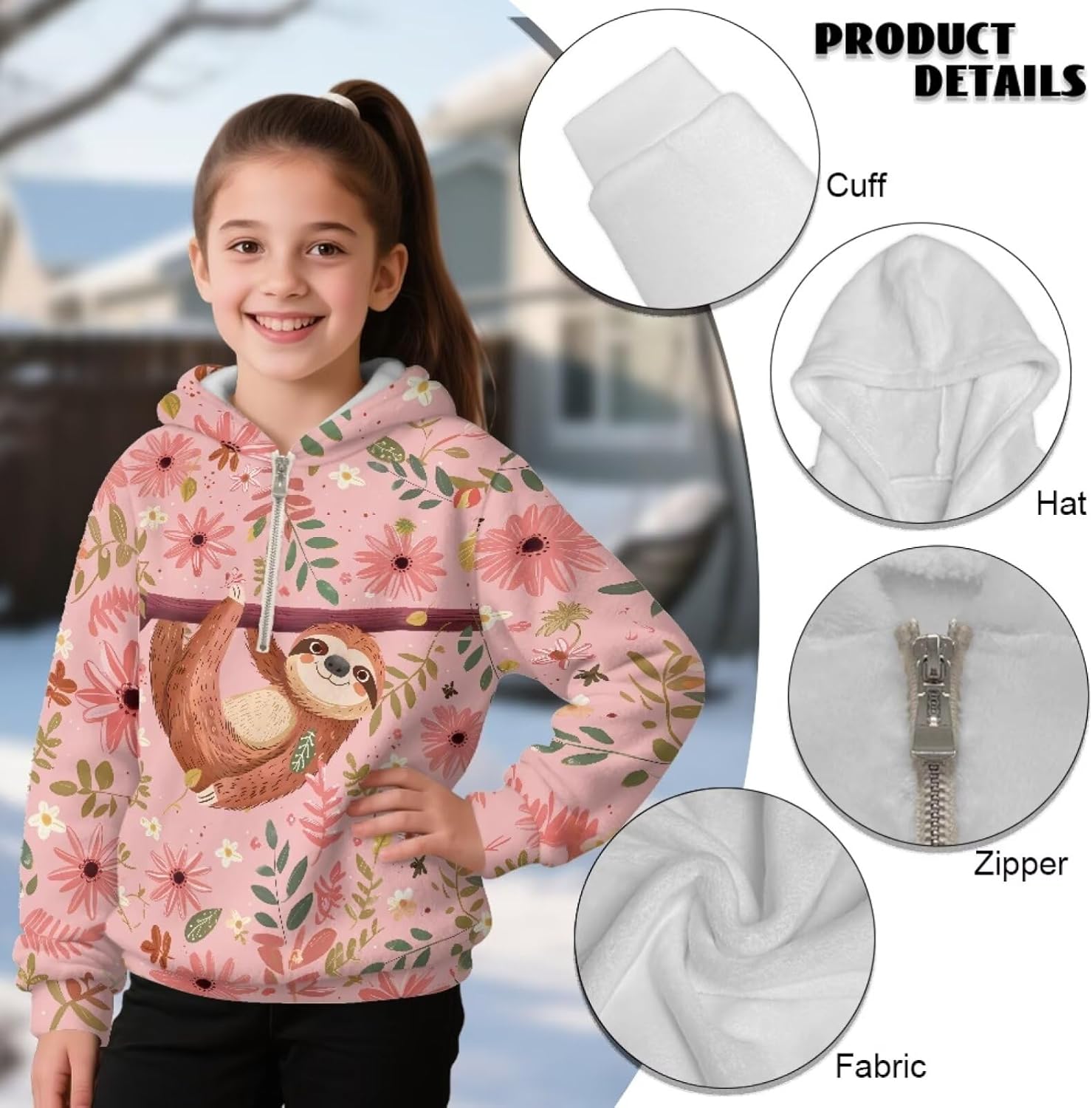 ガールズ ハーフジップ パーカー 長袖 プルオーバー トップ フード付きスウェットシャツ キッズ 4-15 Y 秋 パーカー 秋冬