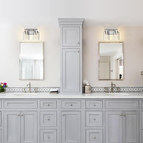 Miniatura 6 de Lámpara de tocador de níquel sobre espejo, aplique de pared de 2 luces para baño y dormitorio