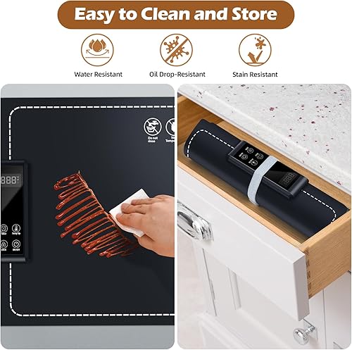 Miniatura 5 de Bandeja de calentamiento eléctrica, calentamiento rápido, 6 ajustes de temperatura, calentamiento rápido de grafeno de superficie completa,