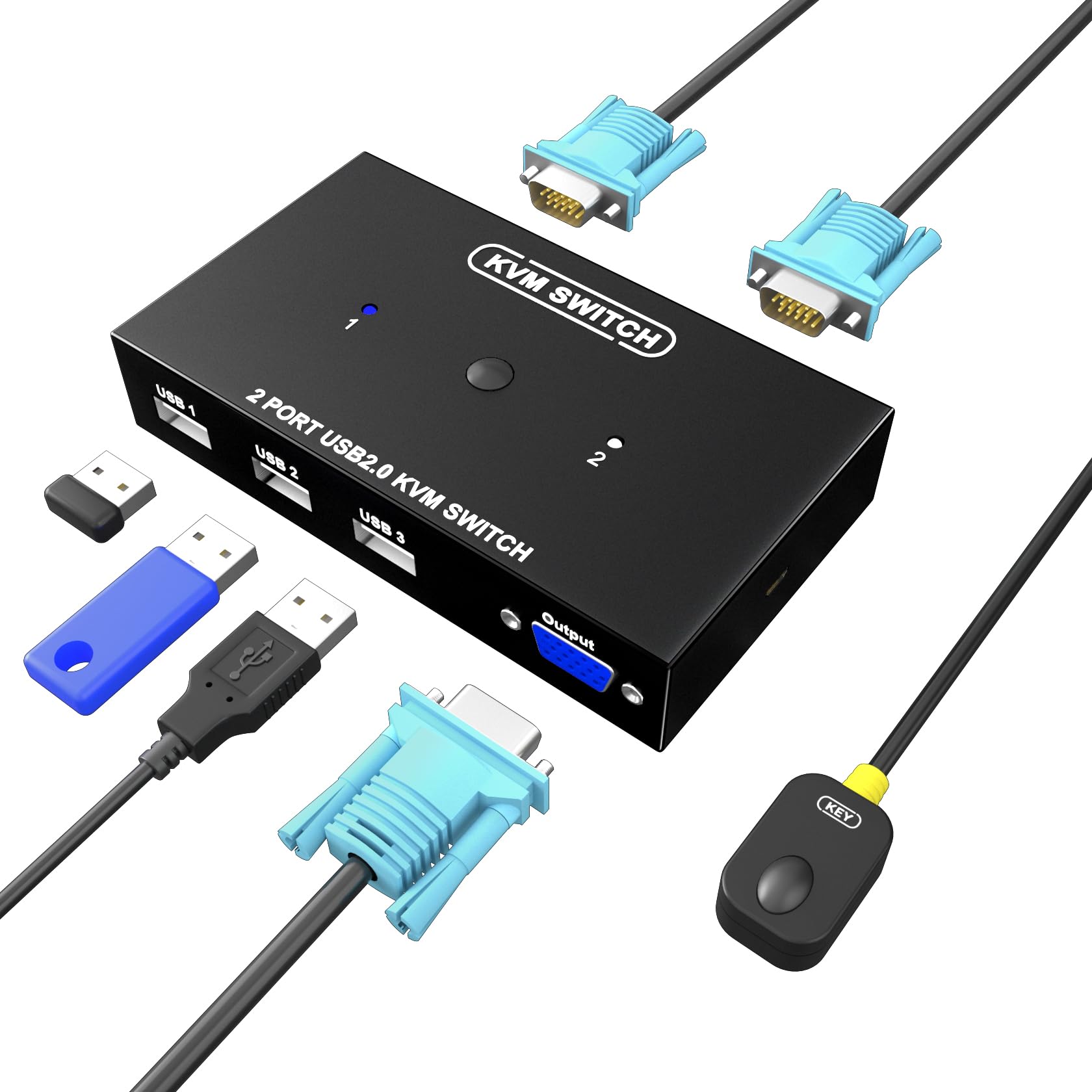 Amazon.co.jp: KVMスイッチ VGA 2ポート、DiamondTiger VGA KVM