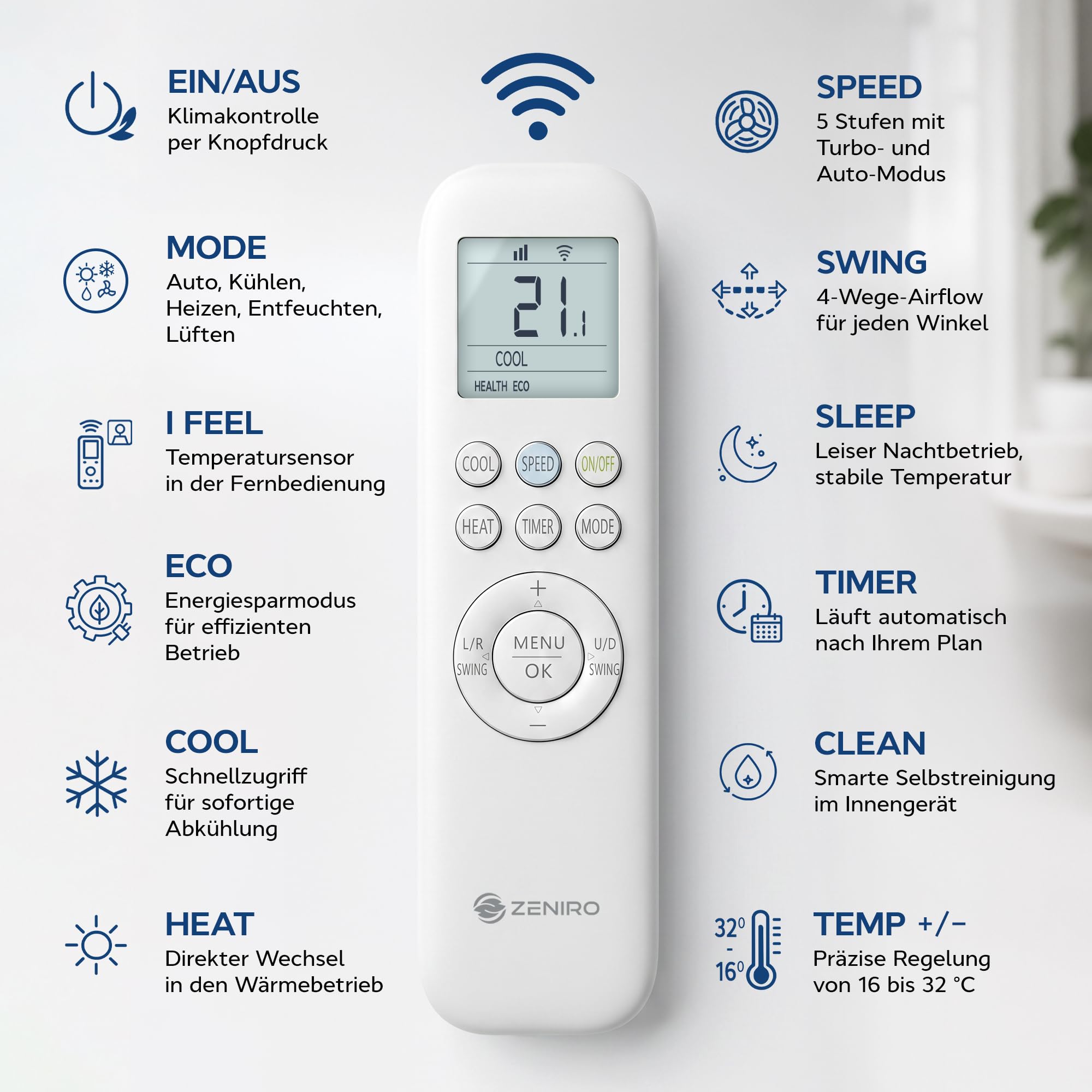 Multi Split Klimaanlage 2 Innengeräte Set 6,2kW 21000 BTU A++ WiFi/App-Steuerung 4D AirFlow Heizen bis -20°C R32
