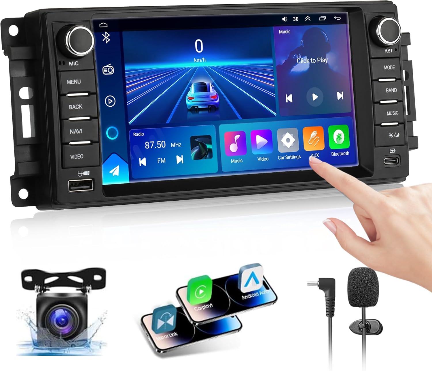 4G+64GB Car Radio Stereo with CarPlay/Android Auto